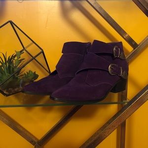 Purple Urban Outfitters western style buckle boots